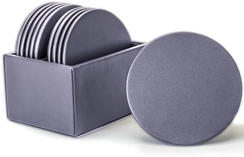 DACASSO Gray Leatherette Coaster Set - Luxury Leatherette Coaster Set - Office Accessories & Executive Desk Decor (Color - Gray) image 4
