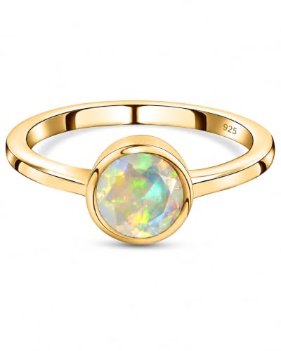 Image of 925 Sterling Silver 18K Gold Plated Birthstone 2 Ct Solitaire Natural Gemstone Ring for Women | Fine Jewelry Gift for Wife, Girlfriend, Sister, Birthday, Anniversary, Rakhi, Rakshabandhan, Valentine's