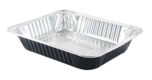 KitchenDance Disposable Aluminum Foil Half Size Steam Table Pan - Baking Pan for Restaurants - Perfect for Baking, Preparing Food - 53900 (10, Black)