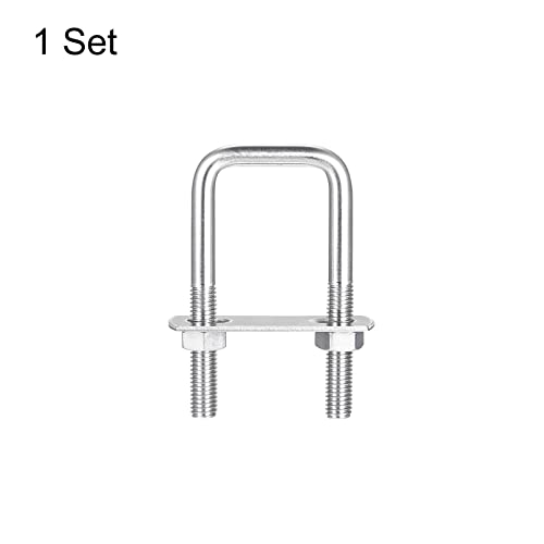 Image of uxcell Square U-Bolts, 32mm(1.26 inch) Inner Width 75mm Length M8 304 Stainless Steel U Clamp Bolt with Nuts and Plates, for Boat Trailer