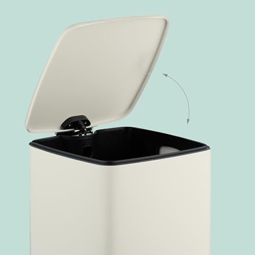Cesto de basura con pedal de 20 litros beige miniatura 2