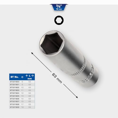 Miniatura 2 de Brilliant Tools Bt021827 Llave De Vaso Hexagonal De 3 8 , Versión Larga, 15 Mm Powered By Ks Tools