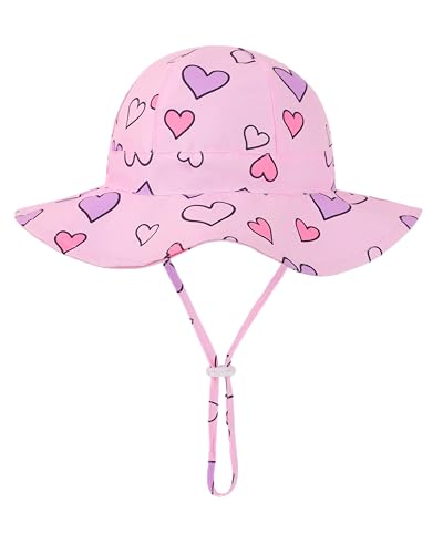 Image of Baby Girl Sun Hat Toddler Summer Bucket Hats UPF 50+ Hat for Infant Girl Beach Hat with Wide Brim 0-6T