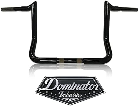 Dominator Industries 1 1/4 inch Meathook Bagger Ape Hanger, 12 inch Rise, Gloss Black Compatible with all the stock cables & controls 1996-2022 model years of the Harley-Davidson Electra Glide.