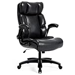 Big and Tall Office Chair 500lbs Wide Seat Executive Office Desk Chair High Back Computer Gaming Chair,Flip-Up Armrest,Lumbar Support Computer Chair for Heavy People(Black)