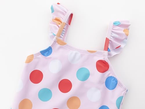 LIZENS Girls Swimsuit One Piece Ruffle Trim Swimwear Polka Dots Adjustable Bathing Suit3