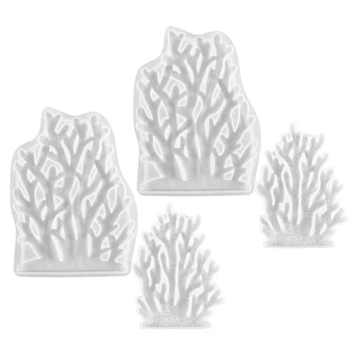 TEHAUX 4piezas Molde de Silicona Moho de Coral Molde Marino para Bricolaje Decoración de Mesas Manualidades Arcilla Polimérica Unidades