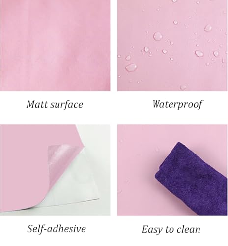 Image of 118 inchx17.7 inch Pink Peel and Stick Wallpaper Solid Color Contact Paper Self-Adhesive Removable Wallpaper for Wall Covering Cabinet Countertop Vinyl Roll