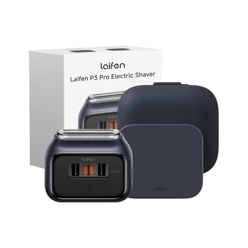Laifen P3 Pro 3-Blade Electric Shaver Set – Includes P3 Pro Shaver, Travel Pod & Non-Slip Pad, Dual Linear Motors 12,000 Cuts/Min, 100-Min Runtime, IPX7 Waterproof (Royal Blue) Blue Set