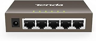 Tenda TEF1005D 5-Port 10/100Mbps Fast Network Switch, Ethernet Splitter Works with IEEE 802.3u/x, Auto-negotiation RJ45 Ports, Auto MDI/MDIX, Desktop and Wall Mounting, Plug and Play, Metal Case