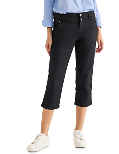 STREET ONE Damen A376301 3/4 Sommerhose, Black, 42W x 22L
