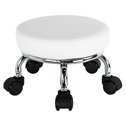 WKWKER Low Round Rolling Stool with Wheels Cover