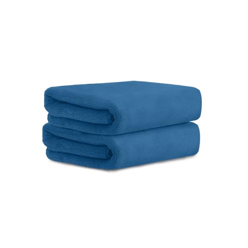Image of HOUSSE Premium Hand Towel | Microfiber | Super Soft & Quick Dry | Home, Gym, Yoga, Fitness & Weight Lifting | Ultra Absorbent | 550GSM, 60x40cm [2-Pack] (Ink Blue)