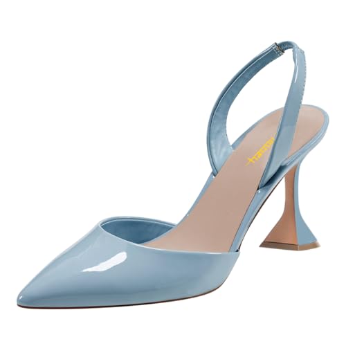 Milooey shoes Womens Sexy Pointed Toe Pumps Kitten Mid Heel D'orsays Comfy Elastic Slingback Sandal Shoes for Summer Dress Prom Party Daily Size 4-16 US