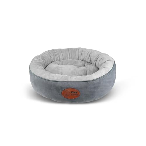 PATAM Cuccia per Cani e Gatti da Interno, Morbida, Sfoderabile, Lavabile e Antiscivolo, Fufi Grigio, Small 51 cm