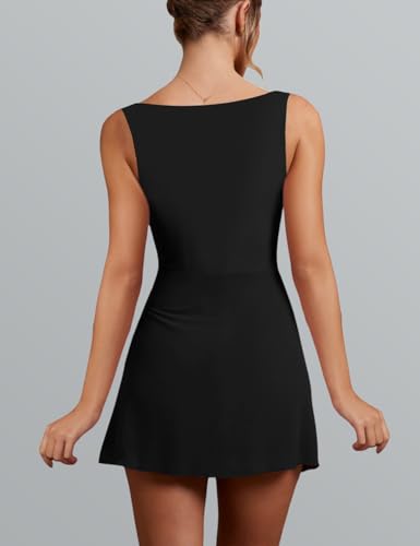 Women’s Sexy Sleeveless Square Neck Bodycon Ruched Split Party Club Mini Tank Short Dress3