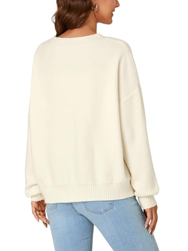 Image of LYANER Women's Cable Knit Crewneck Long Sleeve Pullover Oversize Vintage Sweater Top