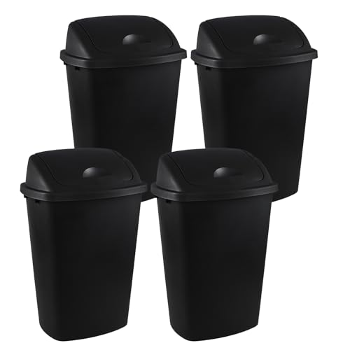 Caneca de Basura Negra de 50 L con Tapa Basculante, Pack 4