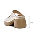 NXNBHSL Women's Leather Hollow Out Platform Mules Sandals Fashion Comfortable Closed Round Wide Toe Slip-On Chunky Heel Slingback Pumps Slides for Party Wedding Causal Work Walking (Apricot,7)