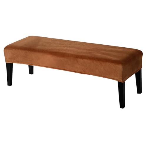 Image of SearchI Dining Bench Cover, Stretch Washable Long Bench Seat Covers, Rectangle Dining Table Bench Slipover for Dining Room, Living Room, Kitchen(Velvet Brown)