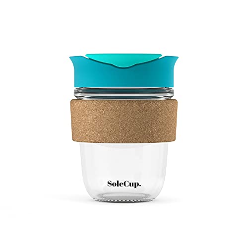 SoleCup., Reusable Strengthened Glass Travel Cup, Spill Proof Coffee Mug