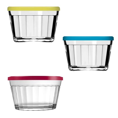 KIT 3 Tigela Americano Bowl Vidro 350ML- Tampa Cores Variadas