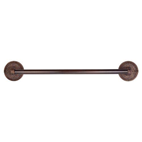 The Copper Factory CF172AN Solid Copper 18-Inch Towel Bar with Round Backplates, Antique Copper