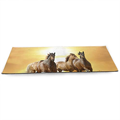 TJKK Sticky Yoga Mat - 180cm x 61cm x 4.5mm，Horse Black Sunset