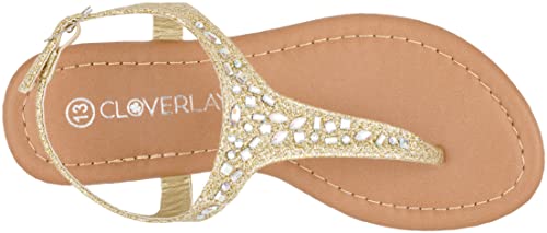 CLOVERLAY Girls Sandals Kids Gladiator Strappy Rhinestone Glitter Flat Sandals4