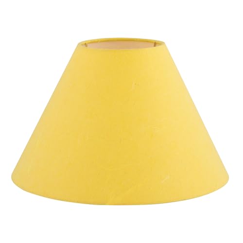 Image of Aspen Creative 56045, Hardback Empire Transitional UNO Shade in Golden Yellow Washi Paper, 4 inch Top x 10 inch Bottom x 7 inch Slant, Slip UNO 36mm Table Lamp