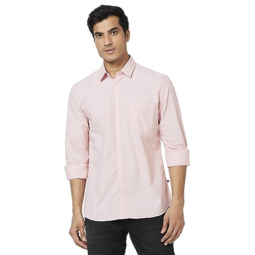 Image of Parx Men's Pure Cotton Solid Pattern Slim Fit Semi Cutaway Collar Full Sleeve Casual Shirt