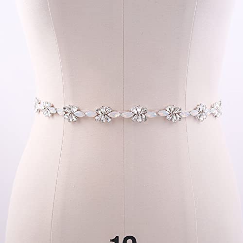 Opal Bridal Belt for wedding gown,Rhinestone Wedding Belts Clear Crystal Sash for Dresses3