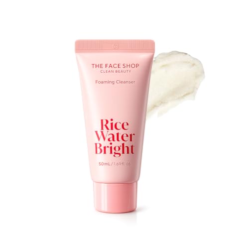 Image of The Face Shop Rice Water Bright Foaming Face Wash 50ml, Face Wash for Glowing Skin, Cleanser for Uneven Skin Tone, Korean Skin Care Products, All Skin Types, Vegan