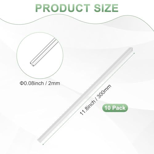 Image of M METERXITY 10-Pack Acrylic Round Rods, 11.8 x 0.08 Inch / 300 x 2 mm Clear Acrylic Dowel Rods Sticks Plastic Sticks Strip for DIY Crafts Lighting Gardening Decorations