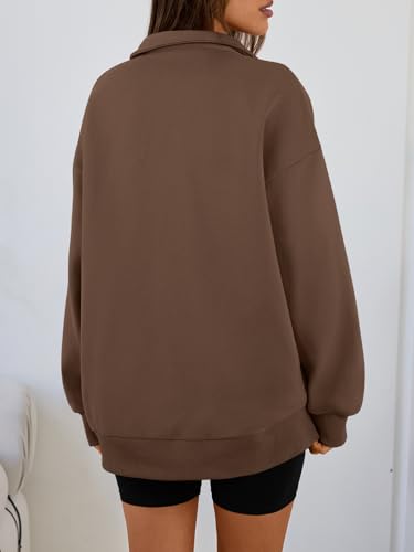 Image of Trendy Queen Women's Oversized Half Zip Fleece Sweatshirts-Cozy Pullover, Sweaters for Fall Winter