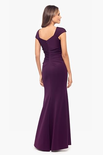 Image of Xscape Women's Xscape Women's Stretch Crepe Sweetheart Neck Off the Shoulder Ruffle High-Low Dress