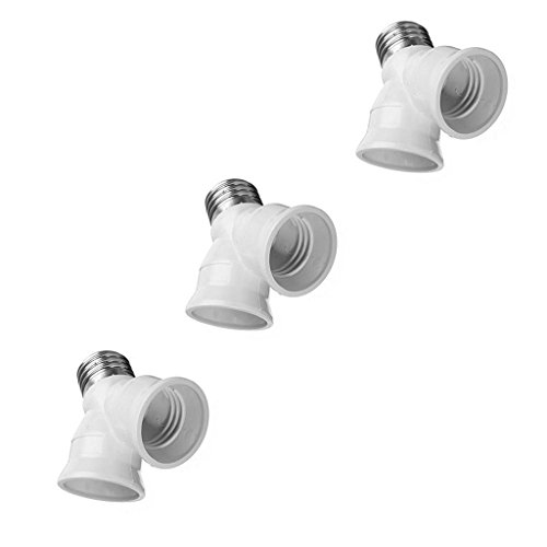 EHAO 3PACK E27 a E27 Y Estilo Bombilla Base Base Socket 2 Splitter Convertidor, E27 - 2E27A Flame Retardant PBT Soporte de la lámpara Adaptador