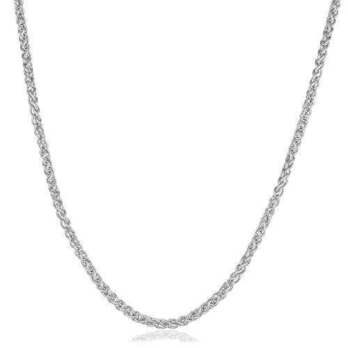 932 Sterling Silver Wheat Chain Necklace, 2MM 2.5MM, 3MM- Spiga Chain Necklace, Spiga Wheat Chain 16-30