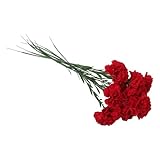 FOMIYES Ramos de Claveles Artificiales Rojos 10 Piezas con Tallos Flexibles para Decoración de Hogar, Hotel y Centro de Mesa en Día Madre, Flores Falsas Realistas para Arreglos
