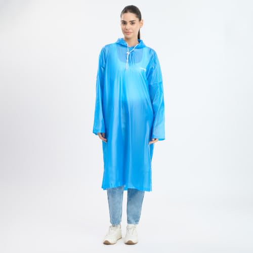 Image of ZEEL Unisex Outdoor Rain Poncho for Adult, Waterproof, Lightweight & Packable, Polyester Pullover Full Sleeves Hooded Rainwear, Poncho for Camping, Hiking, Travelling (EQRT101 AZ30, Free Size)