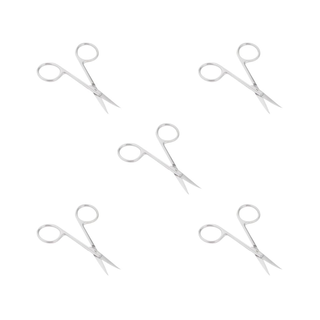 Juego de 5 tijeras para cutículas, portátiles, duraderas, curvadas, para el cuidado de uñas, vello facial, cejas, tipo 1
