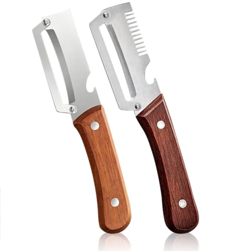 CUEMOON 2 Piezas Pelador Multifuncional, Multifuncional Acero Inoxidable Cuchillo Peladors, 3 en 1 Pelador Patatas, con Rallador y Abridor de Botellas, Cocina y Picnic