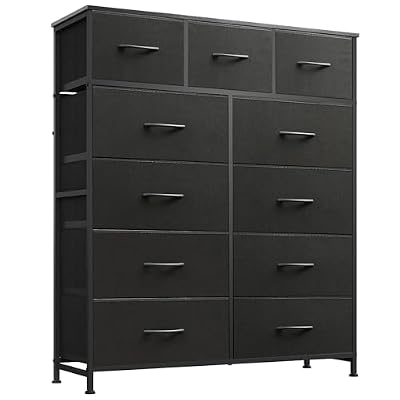 WLIVE Tall Dresser for Bedroom, 11 Drawer Chest of Drawers, Charcoal Black