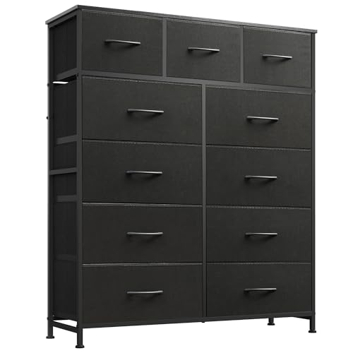 WLIVE Tall Dresser with 11 Drawers Charcoal Black