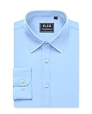siliteelon Mens Shirts Long Sleeve Blue Non Iron Cotton Formal Dress Regular Fit Business Adult Stretch Casual Work for Men Shirt L