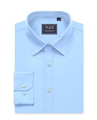 siliteelon Mens Shirts Long Sleeve Blue Non Iron Cotton Formal Dress Regular Fit Business Adult Stretch Casual Work for Men Shirt M