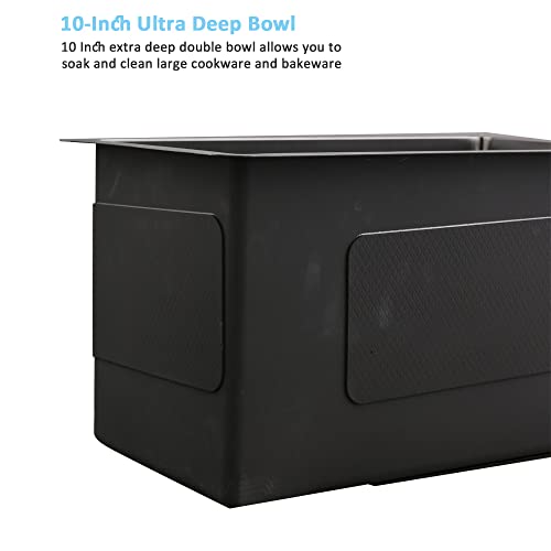 10 Inch Black Bar Sink, Black Undermount Bar Sink-Bokaiya 10X18 Inch Matte Black Stainless Steel Wet Bar Sink 16 Gauge Single Bowl Undermount Small Bar Sink With Bottom Grid #TOP6