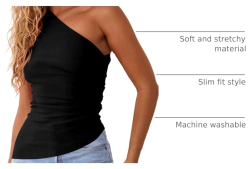 Image of PRETTYGARDEN One Shoulder Summer Tops for Women