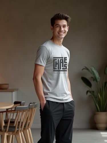 Image of NOBERO Men's Cotton Regular Fit Letter Print T-Shirt