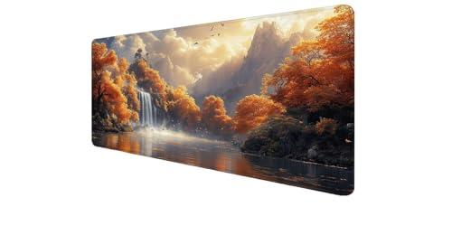 Tapis de souris XXL gaming 1000x500x3mm étanche motif rivière et arbre